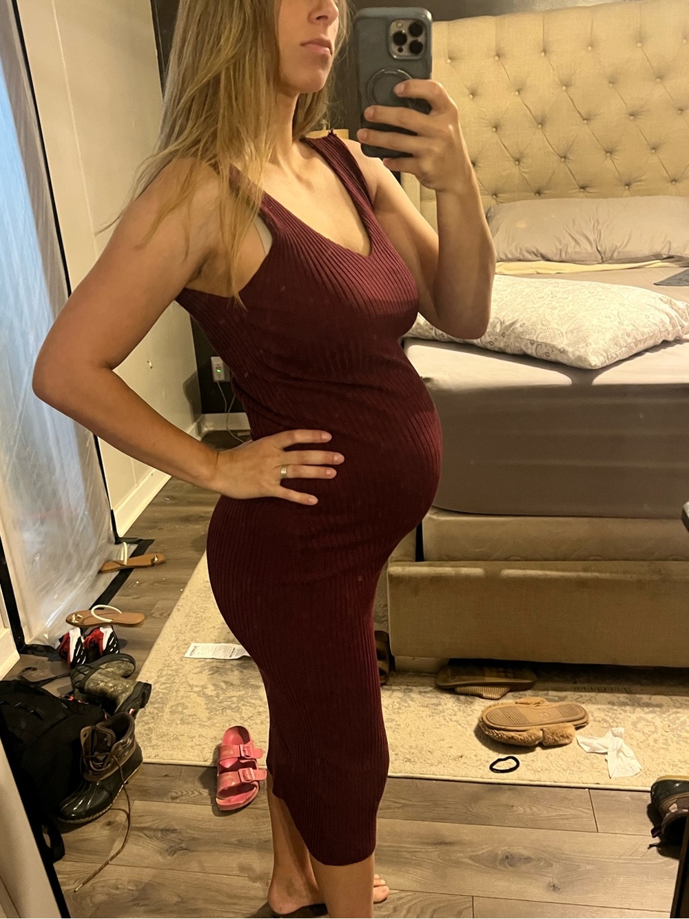 Forever 21 Sleeveless Ribbed Midi Dress in Burgundy
